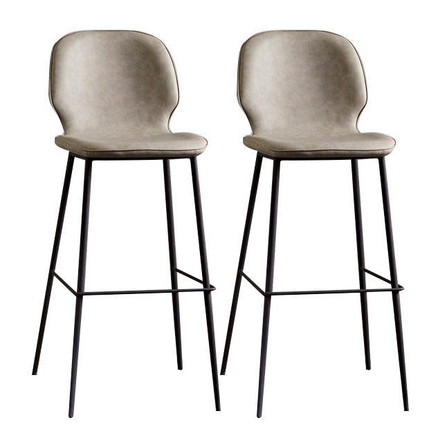 Modern Low Back Bar-stool PU Leather Bar Stool with Metal Legs Light Gray 2 Piece Set Clearhalo 'Bar Furniture' 'Bar Stools' 'bar_stools' 'furn' 'furn_bar_stools' 'Furniture' 'furniture_bar_stools' 'Kitchen & Dining Furniture' 4768785