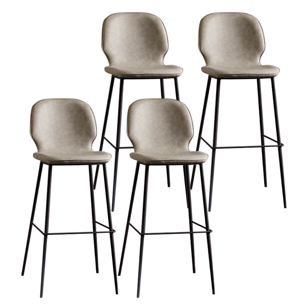 Modern Low Back Bar-stool PU Leather Bar Stool with Metal Legs Light Gray 4 Piece Set Clearhalo 'Bar Furniture' 'Bar Stools' 'bar_stools' 'furn' 'furn_bar_stools' 'Furniture' 'furniture_bar_stools' 'Kitchen & Dining Furniture' 4768787