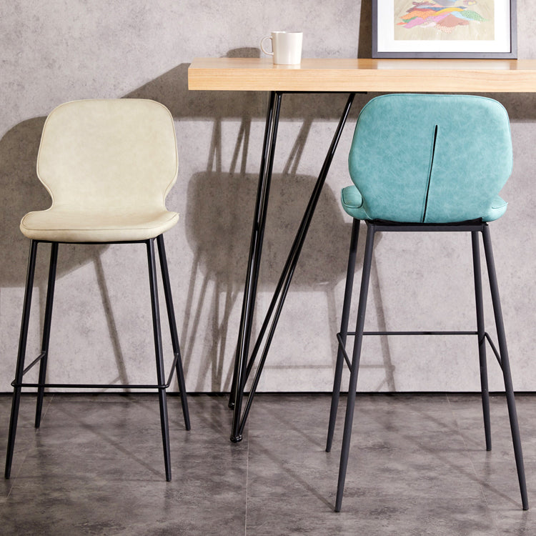 Modern Low Back Bar-stool PU Leather Bar Stool with Metal Legs Clearhalo 'Bar Furniture' 'Bar Stools' 'bar_stools' 'furn' 'furn_bar_stools' 'Furniture' 'furniture_bar_stools' 'Kitchen & Dining Furniture' 4768788