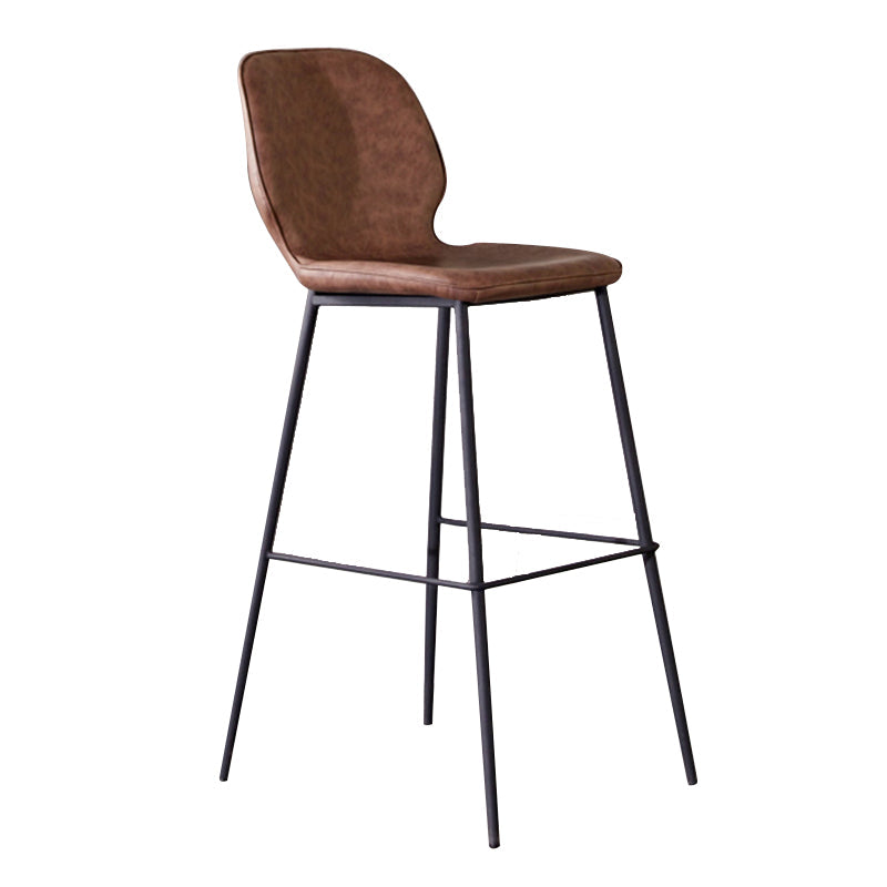 Modern Low Back Bar-stool PU Leather Bar Stool with Metal Legs Red Brown 1 Piece Clearhalo 'Bar Furniture' 'Bar Stools' 'bar_stools' 'furn' 'furn_bar_stools' 'Furniture' 'furniture_bar_stools' 'Kitchen & Dining Furniture' 4768789