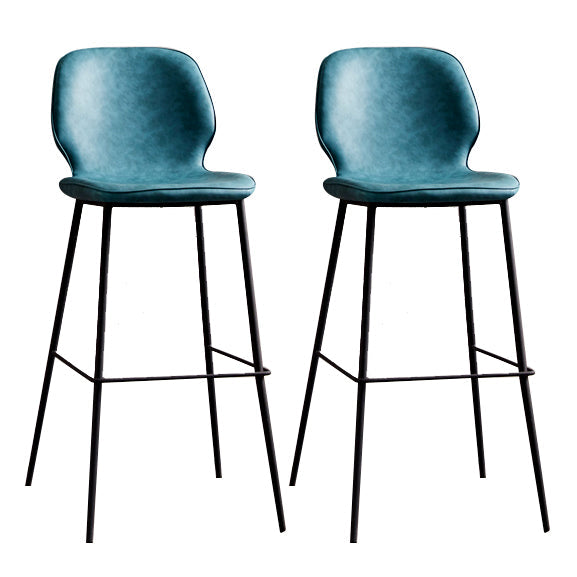 Modern Low Back Bar-stool PU Leather Bar Stool with Metal Legs Peacock Blue 2 Piece Set Clearhalo 'Bar Furniture' 'Bar Stools' 'bar_stools' 'furn' 'furn_bar_stools' 'Furniture' 'furniture_bar_stools' 'Kitchen & Dining Furniture' 4768797