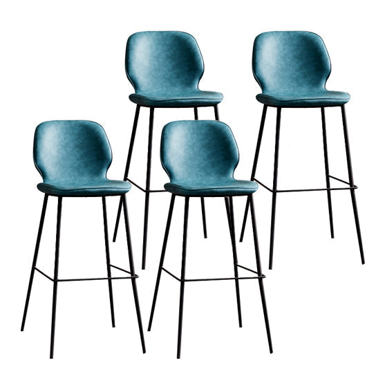 Modern Low Back Bar-stool PU Leather Bar Stool with Metal Legs Peacock Blue 4 Piece Set Clearhalo 'Bar Furniture' 'Bar Stools' 'bar_stools' 'furn' 'furn_bar_stools' 'Furniture' 'furniture_bar_stools' 'Kitchen & Dining Furniture' 4768798