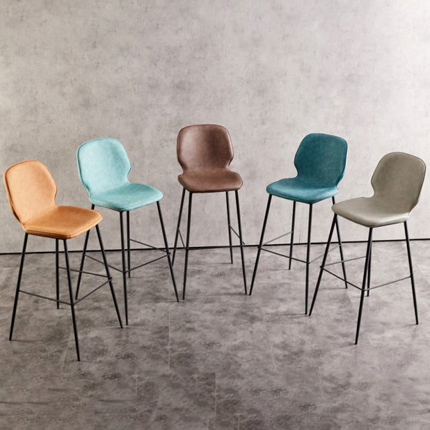 Modern Low Back Bar-stool PU Leather Bar Stool with Metal Legs Clearhalo 'Bar Furniture' 'Bar Stools' 'bar_stools' 'furn' 'furn_bar_stools' 'Furniture' 'furniture_bar_stools' 'Kitchen & Dining Furniture' 4768801