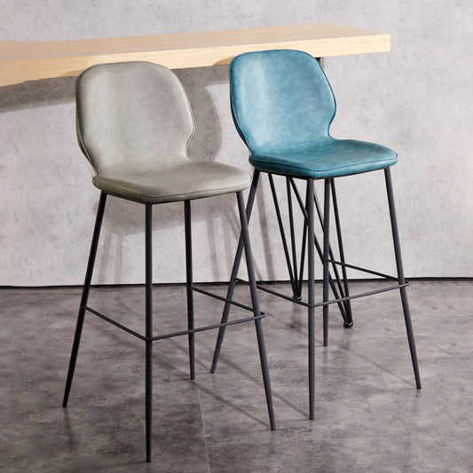 Modern Low Back Bar-stool PU Leather Bar Stool with Metal Legs Clearhalo 'Bar Furniture' 'Bar Stools' 'bar_stools' 'furn' 'furn_bar_stools' 'Furniture' 'furniture_bar_stools' 'Kitchen & Dining Furniture' 4768803