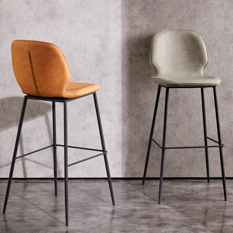 Modern Low Back Bar-stool PU Leather Bar Stool with Metal Legs Clearhalo 'Bar Furniture' 'Bar Stools' 'bar_stools' 'furn' 'furn_bar_stools' 'Furniture' 'furniture_bar_stools' 'Kitchen & Dining Furniture' 4768804