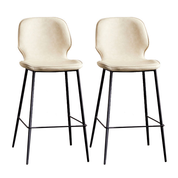 Modern Low Back Bar-stool PU Leather Bar Stool with Metal Legs Off-White 2 Piece Set Clearhalo 'Bar Furniture' 'Bar Stools' 'bar_stools' 'furn' 'furn_bar_stools' 'Furniture' 'furniture_bar_stools' 'Kitchen & Dining Furniture' 4768807