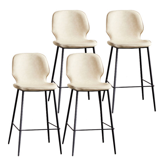 Modern Low Back Bar-stool PU Leather Bar Stool with Metal Legs Off-White 4 Piece Set Clearhalo 'Bar Furniture' 'Bar Stools' 'bar_stools' 'furn' 'furn_bar_stools' 'Furniture' 'furniture_bar_stools' 'Kitchen & Dining Furniture' 4768808