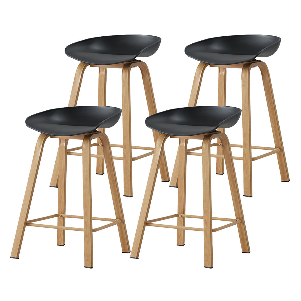 Metal Contemporary Dining Kitchen Room Armless Stool Low Back Bar Stool Black 4 Piece Set Counter Stool(26"H) Clearhalo 'Bar Furniture' 'Bar Stools' 'bar_stools' 'furn' 'furn_bar_stools' 'Furniture' 'furniture_bar_stools' 'Kitchen & Dining Furniture' 4768815