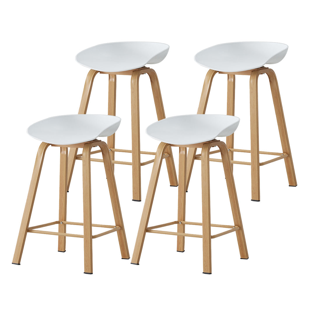 Metal Contemporary Dining Kitchen Room Armless Stool Low Back Bar Stool White 4 Piece Set Counter Stool(26"H) Clearhalo 'Bar Furniture' 'Bar Stools' 'bar_stools' 'furn' 'furn_bar_stools' 'Furniture' 'furniture_bar_stools' 'Kitchen & Dining Furniture' 4768844