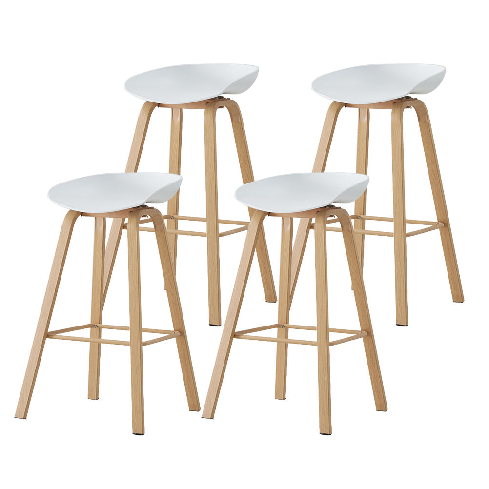 Metal Contemporary Dining Kitchen Room Armless Stool Low Back Bar Stool White 4 Piece Set Bar Stool(30"H) Clearhalo 'Bar Furniture' 'Bar Stools' 'bar_stools' 'furn' 'furn_bar_stools' 'Furniture' 'furniture_bar_stools' 'Kitchen & Dining Furniture' 4768847