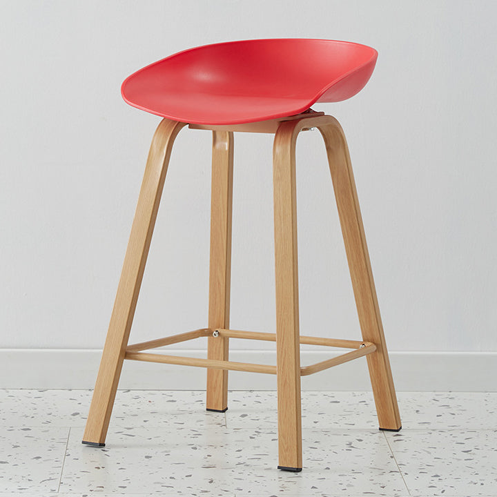 Metal Contemporary Dining Kitchen Room Armless Stool Low Back Bar Stool Red 1 Piece Counter Stool(26"H) Clearhalo 'Bar Furniture' 'Bar Stools' 'bar_stools' 'furn' 'furn_bar_stools' 'Furniture' 'furniture_bar_stools' 'Kitchen & Dining Furniture' 4768848