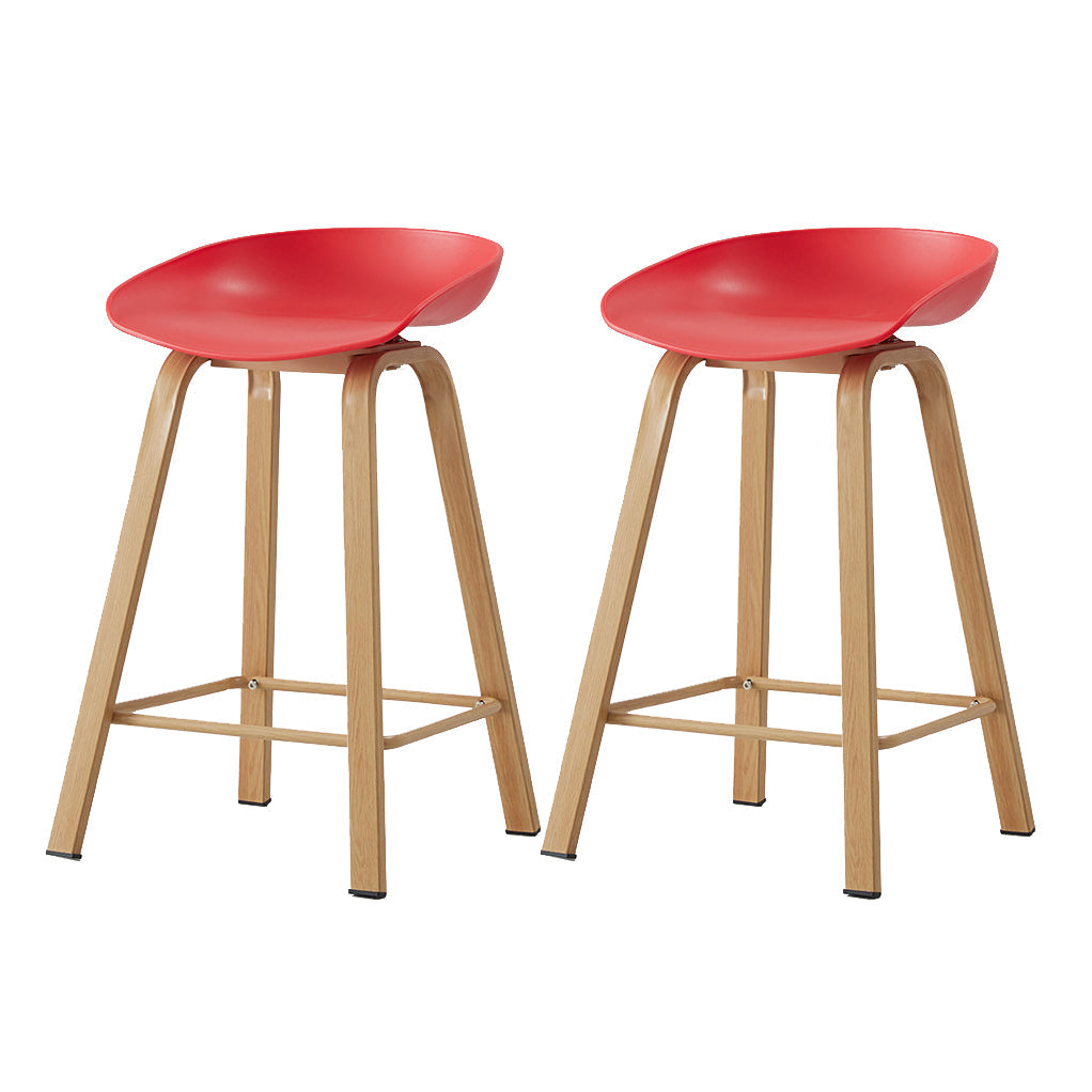 Metal Contemporary Dining Kitchen Room Armless Stool Low Back Bar Stool Red 2 Piece Set Counter Stool(26"H) Clearhalo 'Bar Furniture' 'Bar Stools' 'bar_stools' 'furn' 'furn_bar_stools' 'Furniture' 'furniture_bar_stools' 'Kitchen & Dining Furniture' 4768849