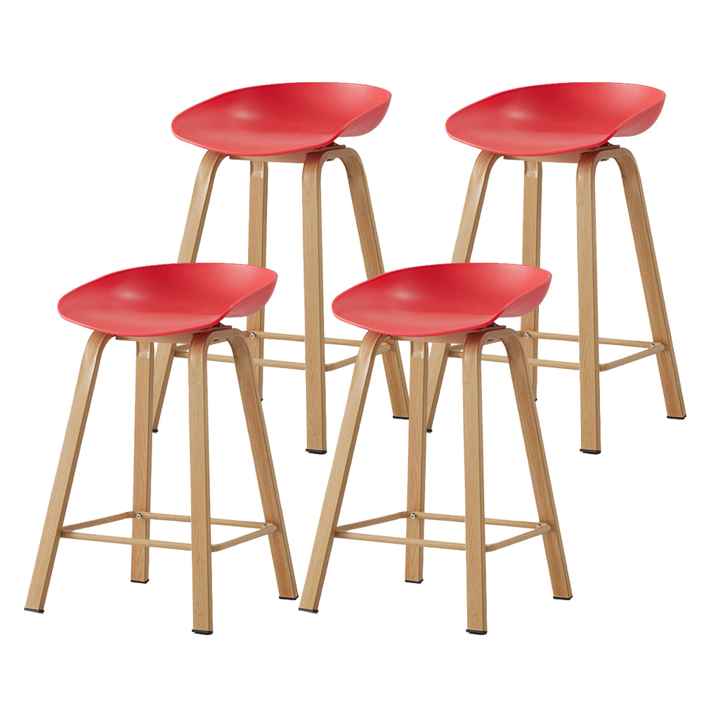 Metal Contemporary Dining Kitchen Room Armless Stool Low Back Bar Stool Red 4 Piece Set Counter Stool(26"H) Clearhalo 'Bar Furniture' 'Bar Stools' 'bar_stools' 'furn' 'furn_bar_stools' 'Furniture' 'furniture_bar_stools' 'Kitchen & Dining Furniture' 4768850