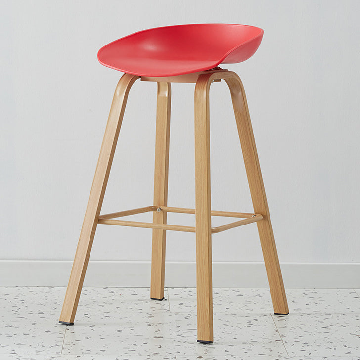 Metal Contemporary Dining Kitchen Room Armless Stool Low Back Bar Stool Red 1 Piece Bar Stool(30"H) Clearhalo 'Bar Furniture' 'Bar Stools' 'bar_stools' 'furn' 'furn_bar_stools' 'Furniture' 'furniture_bar_stools' 'Kitchen & Dining Furniture' 4768851