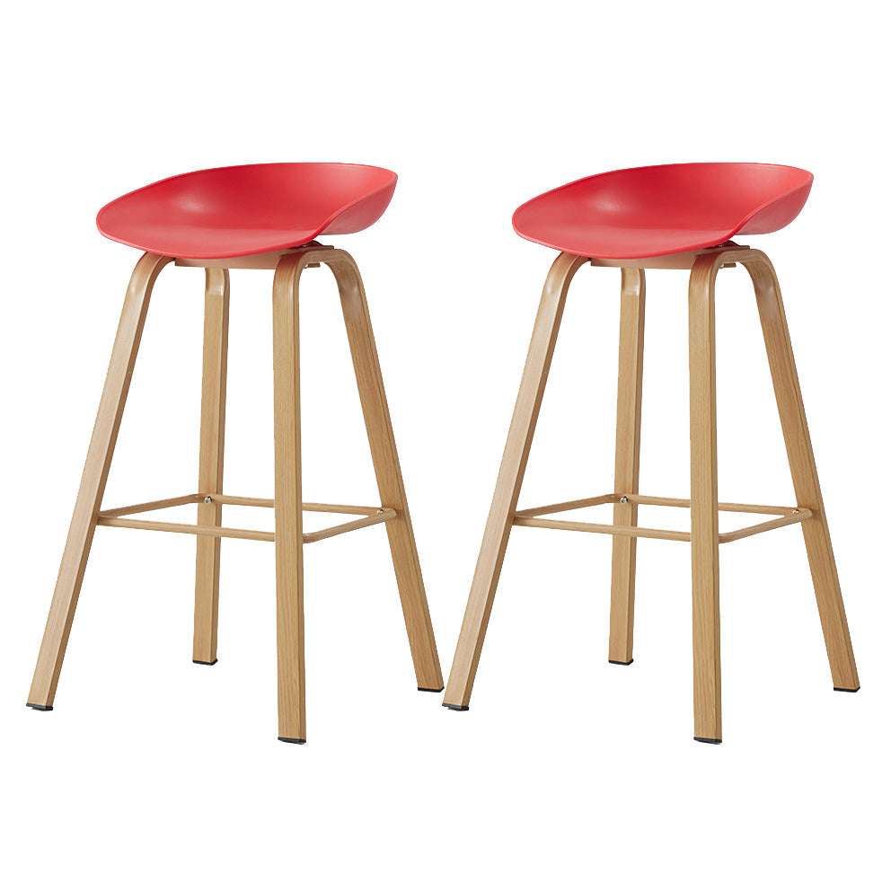 Metal Contemporary Dining Kitchen Room Armless Stool Low Back Bar Stool Red 2 Piece Set Bar Stool(30"H) Clearhalo 'Bar Furniture' 'Bar Stools' 'bar_stools' 'furn' 'furn_bar_stools' 'Furniture' 'furniture_bar_stools' 'Kitchen & Dining Furniture' 4768852