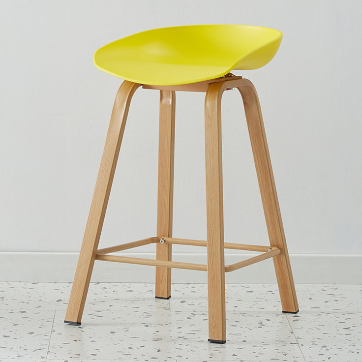 Metal Contemporary Dining Kitchen Room Armless Stool Low Back Bar Stool Yellow 1 Piece Counter Stool(26"H) Clearhalo 'Bar Furniture' 'Bar Stools' 'bar_stools' 'furn' 'furn_bar_stools' 'Furniture' 'furniture_bar_stools' 'Kitchen & Dining Furniture' 4768854