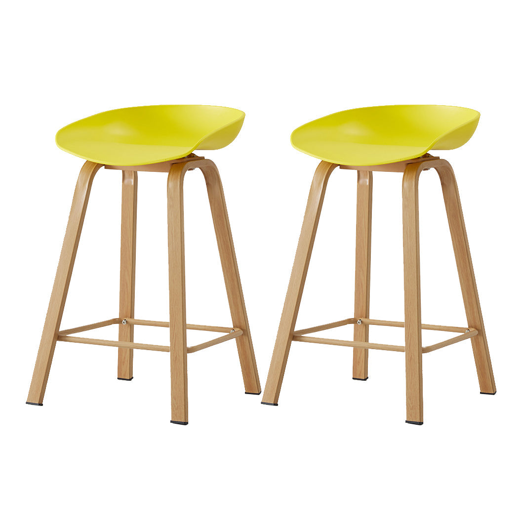 Metal Contemporary Dining Kitchen Room Armless Stool Low Back Bar Stool Yellow 2 Piece Set Counter Stool(26"H) Clearhalo 'Bar Furniture' 'Bar Stools' 'bar_stools' 'furn' 'furn_bar_stools' 'Furniture' 'furniture_bar_stools' 'Kitchen & Dining Furniture' 4768855