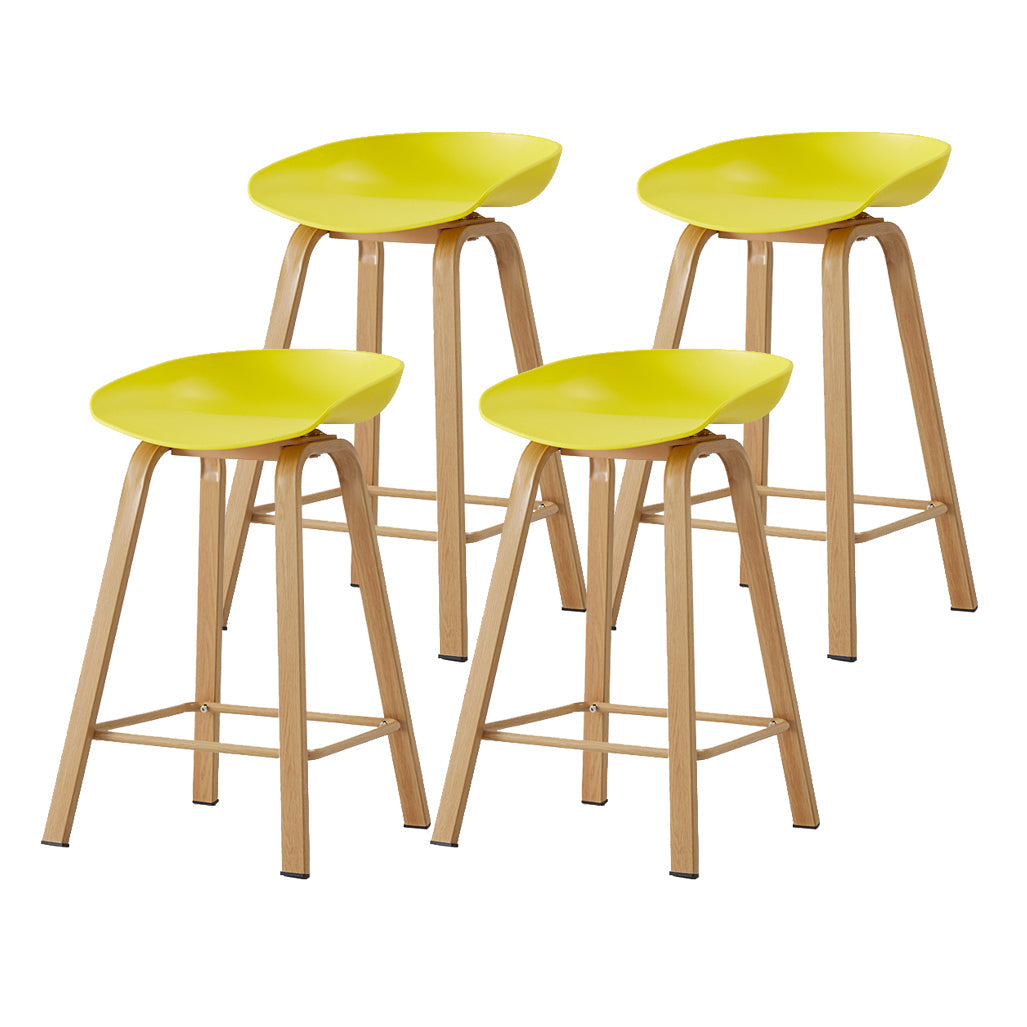 Metal Contemporary Dining Kitchen Room Armless Stool Low Back Bar Stool Yellow 4 Piece Set Counter Stool(26"H) Clearhalo 'Bar Furniture' 'Bar Stools' 'bar_stools' 'furn' 'furn_bar_stools' 'Furniture' 'furniture_bar_stools' 'Kitchen & Dining Furniture' 4768856