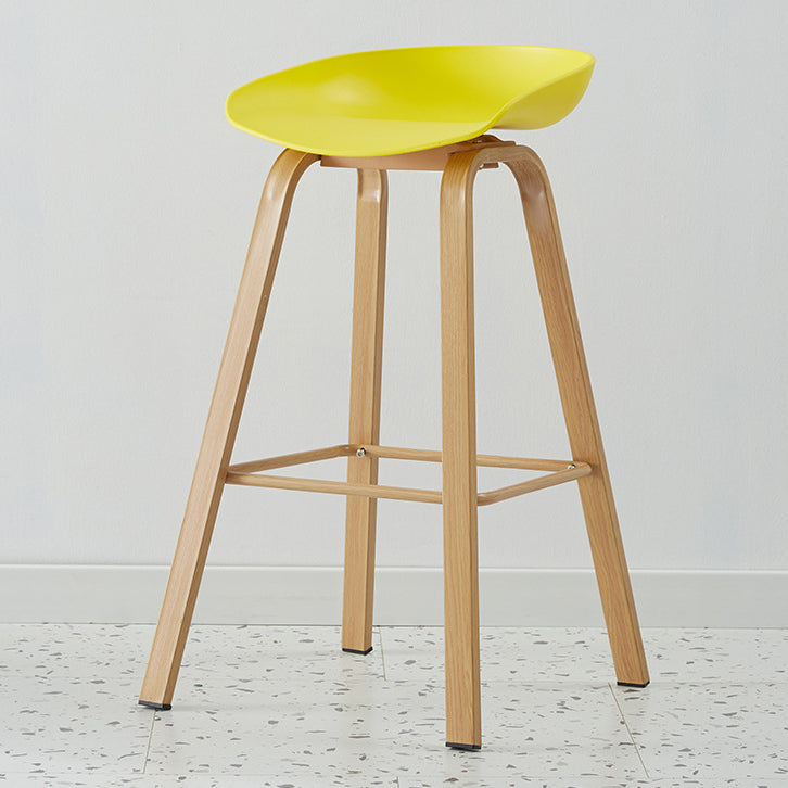 Metal Contemporary Dining Kitchen Room Armless Stool Low Back Bar Stool Yellow 1 Piece Bar Stool(30"H) Clearhalo 'Bar Furniture' 'Bar Stools' 'bar_stools' 'furn' 'furn_bar_stools' 'Furniture' 'furniture_bar_stools' 'Kitchen & Dining Furniture' 4768857