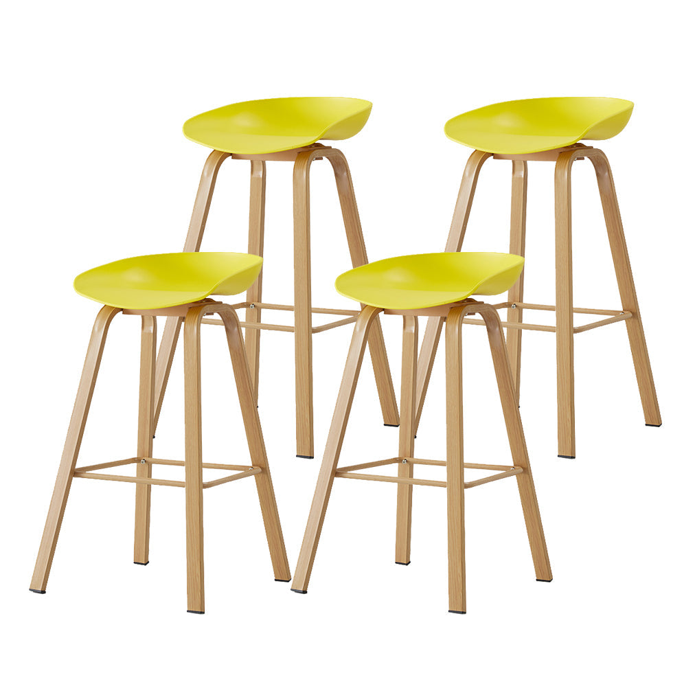 Metal Contemporary Dining Kitchen Room Armless Stool Low Back Bar Stool Yellow 4 Piece Set Bar Stool(30"H) Clearhalo 'Bar Furniture' 'Bar Stools' 'bar_stools' 'furn' 'furn_bar_stools' 'Furniture' 'furniture_bar_stools' 'Kitchen & Dining Furniture' 4768859