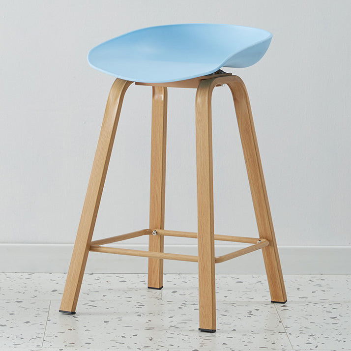 Metal Contemporary Dining Kitchen Room Armless Stool Low Back Bar Stool Light Blue 1 Piece Counter Stool(26"H) Clearhalo 'Bar Furniture' 'Bar Stools' 'bar_stools' 'furn' 'furn_bar_stools' 'Furniture' 'furniture_bar_stools' 'Kitchen & Dining Furniture' 4768860