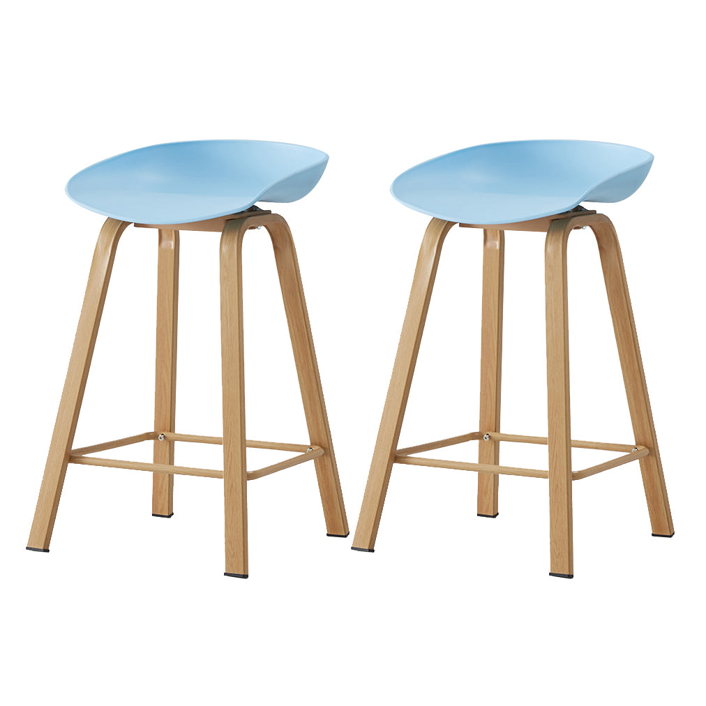 Metal Contemporary Dining Kitchen Room Armless Stool Low Back Bar Stool Light Blue 2 Piece Set Counter Stool(26"H) Clearhalo 'Bar Furniture' 'Bar Stools' 'bar_stools' 'furn' 'furn_bar_stools' 'Furniture' 'furniture_bar_stools' 'Kitchen & Dining Furniture' 4768861