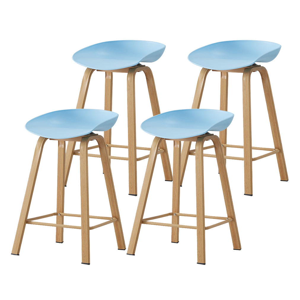 Metal Contemporary Dining Kitchen Room Armless Stool Low Back Bar Stool Light Blue 4 Piece Set Counter Stool(26"H) Clearhalo 'Bar Furniture' 'Bar Stools' 'bar_stools' 'furn' 'furn_bar_stools' 'Furniture' 'furniture_bar_stools' 'Kitchen & Dining Furniture' 4768862