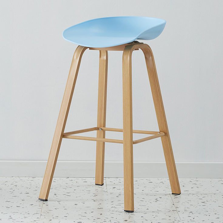 Metal Contemporary Dining Kitchen Room Armless Stool Low Back Bar Stool Light Blue 1 Piece Bar Stool(30"H) Clearhalo 'Bar Furniture' 'Bar Stools' 'bar_stools' 'furn' 'furn_bar_stools' 'Furniture' 'furniture_bar_stools' 'Kitchen & Dining Furniture' 4768863