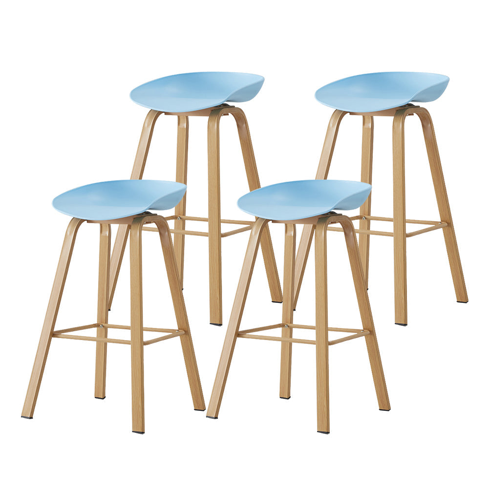 Metal Contemporary Dining Kitchen Room Armless Stool Low Back Bar Stool Light Blue 4 Piece Set Bar Stool(30"H) Clearhalo 'Bar Furniture' 'Bar Stools' 'bar_stools' 'furn' 'furn_bar_stools' 'Furniture' 'furniture_bar_stools' 'Kitchen & Dining Furniture' 4768865