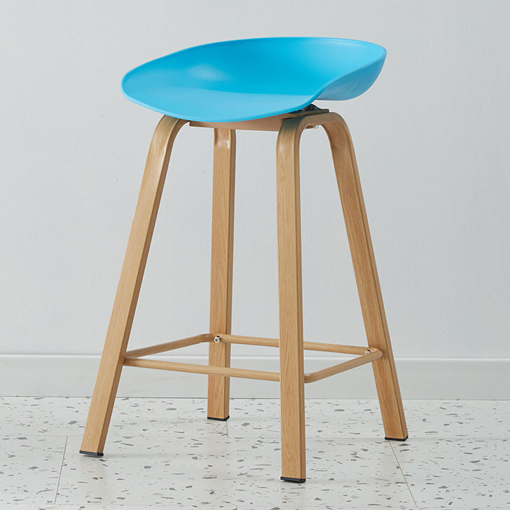 Metal Contemporary Dining Kitchen Room Armless Stool Low Back Bar Stool Sky Blue 1 Piece Counter Stool(26"H) Clearhalo 'Bar Furniture' 'Bar Stools' 'bar_stools' 'furn' 'furn_bar_stools' 'Furniture' 'furniture_bar_stools' 'Kitchen & Dining Furniture' 4768866