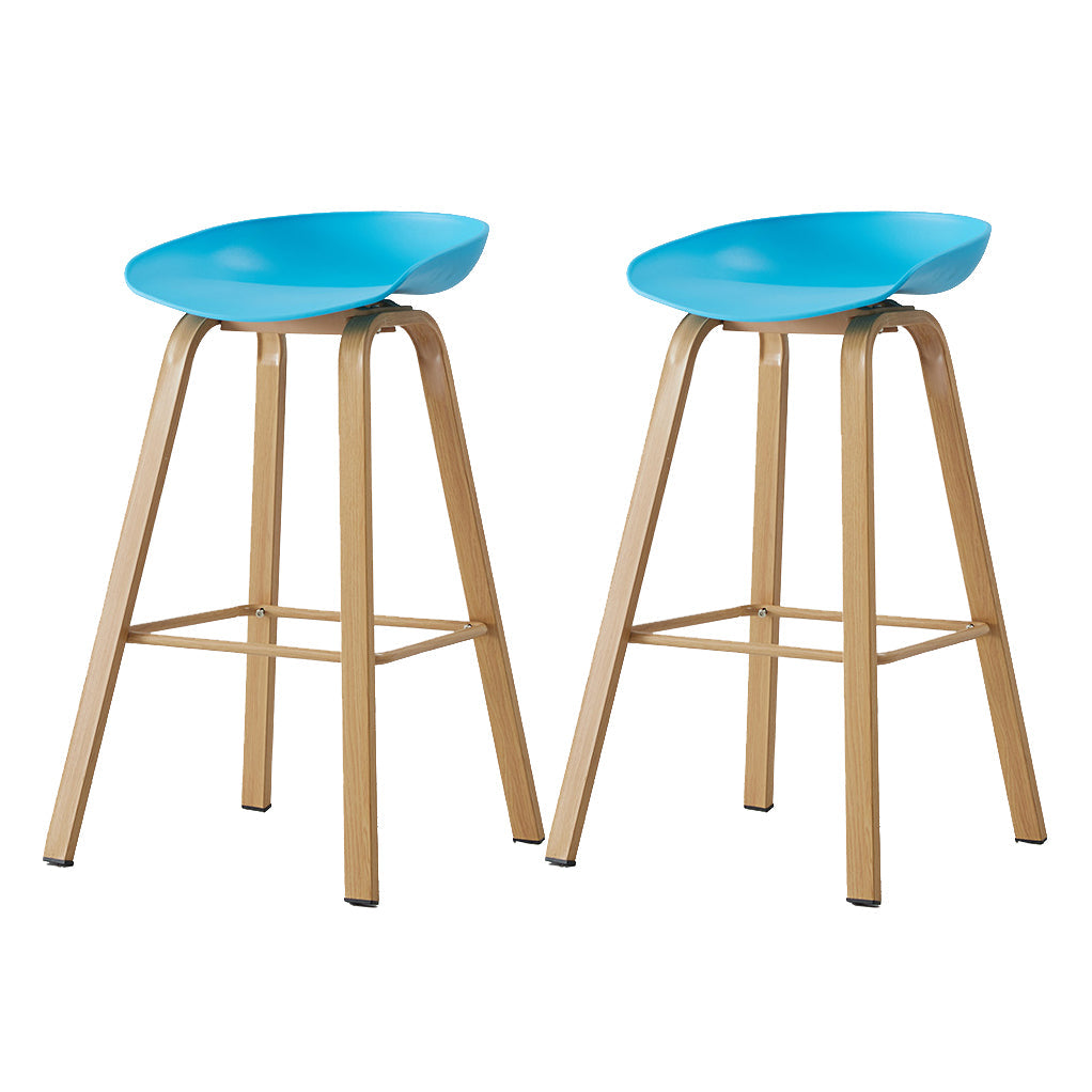 Metal Contemporary Dining Kitchen Room Armless Stool Low Back Bar Stool Sky Blue 2 Piece Set Bar Stool(30"H) Clearhalo 'Bar Furniture' 'Bar Stools' 'bar_stools' 'furn' 'furn_bar_stools' 'Furniture' 'furniture_bar_stools' 'Kitchen & Dining Furniture' 4768870