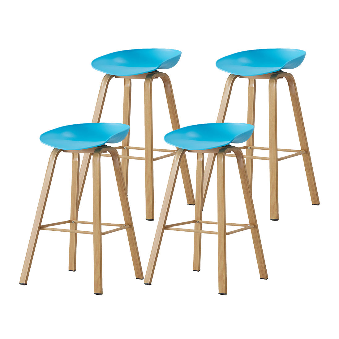 Metal Contemporary Dining Kitchen Room Armless Stool Low Back Bar Stool Sky Blue 4 Piece Set Bar Stool(30"H) Clearhalo 'Bar Furniture' 'Bar Stools' 'bar_stools' 'furn' 'furn_bar_stools' 'Furniture' 'furniture_bar_stools' 'Kitchen & Dining Furniture' 4768871