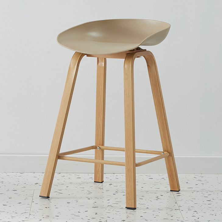 Metal Contemporary Dining Kitchen Room Armless Stool Low Back Bar Stool Khaki 1 Piece Counter Stool(26"H) Clearhalo 'Bar Furniture' 'Bar Stools' 'bar_stools' 'furn' 'furn_bar_stools' 'Furniture' 'furniture_bar_stools' 'Kitchen & Dining Furniture' 4768872