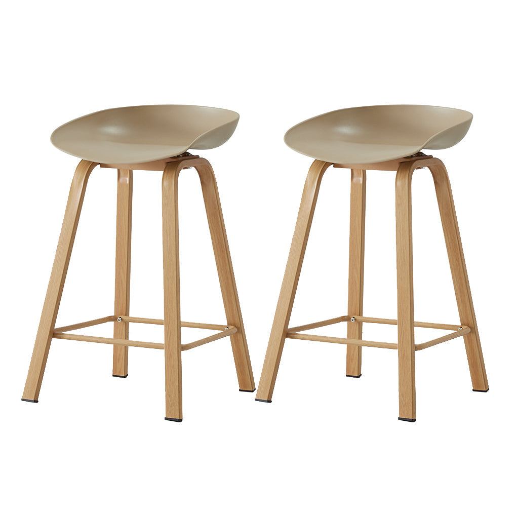 Metal Contemporary Dining Kitchen Room Armless Stool Low Back Bar Stool Khaki 2 Piece Set Counter Stool(26"H) Clearhalo 'Bar Furniture' 'Bar Stools' 'bar_stools' 'furn' 'furn_bar_stools' 'Furniture' 'furniture_bar_stools' 'Kitchen & Dining Furniture' 4768873