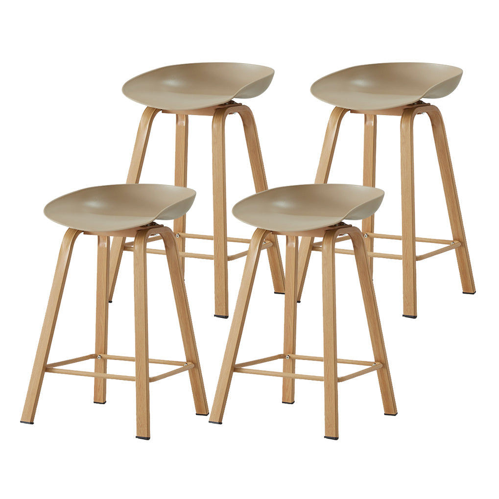 Metal Contemporary Dining Kitchen Room Armless Stool Low Back Bar Stool Khaki 4 Piece Set Counter Stool(26"H) Clearhalo 'Bar Furniture' 'Bar Stools' 'bar_stools' 'furn' 'furn_bar_stools' 'Furniture' 'furniture_bar_stools' 'Kitchen & Dining Furniture' 4768874