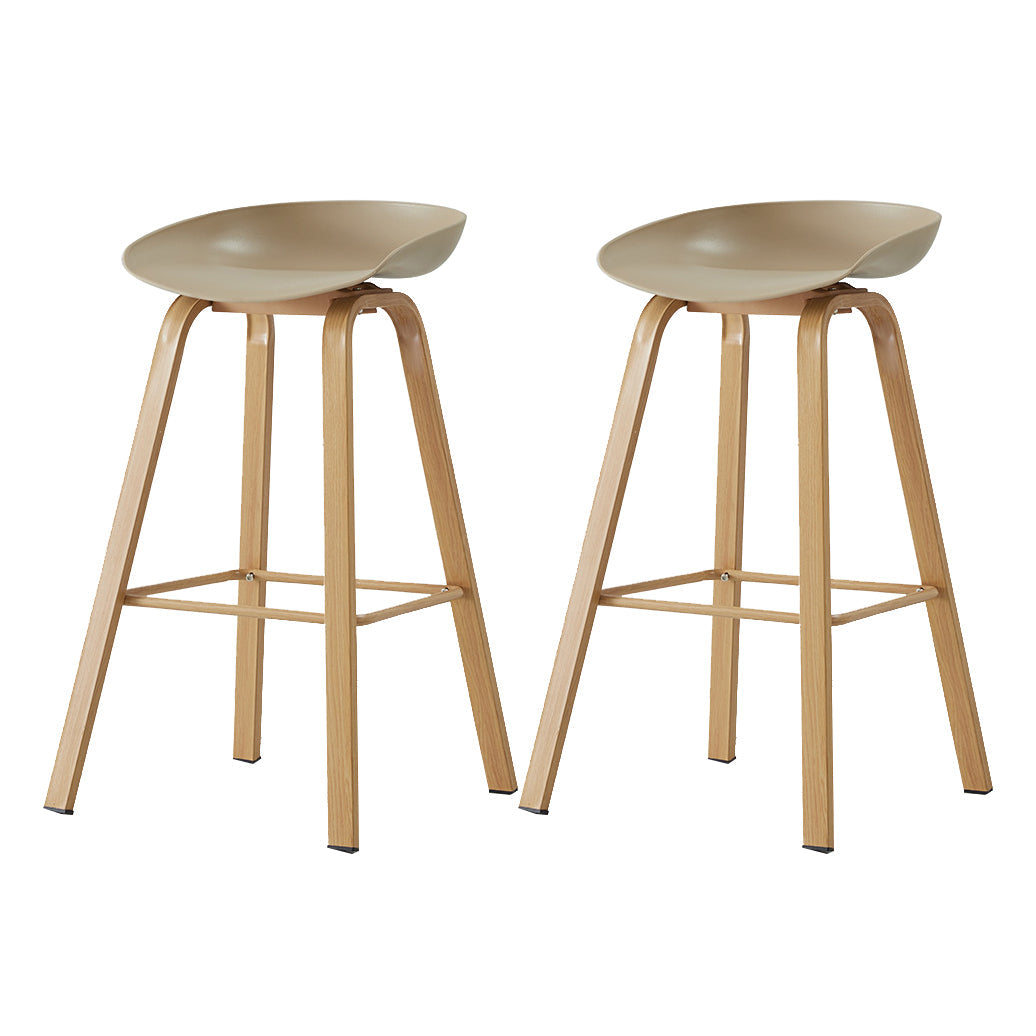 Metal Contemporary Dining Kitchen Room Armless Stool Low Back Bar Stool Khaki 2 Piece Set Bar Stool(30"H) Clearhalo 'Bar Furniture' 'Bar Stools' 'bar_stools' 'furn' 'furn_bar_stools' 'Furniture' 'furniture_bar_stools' 'Kitchen & Dining Furniture' 4768876