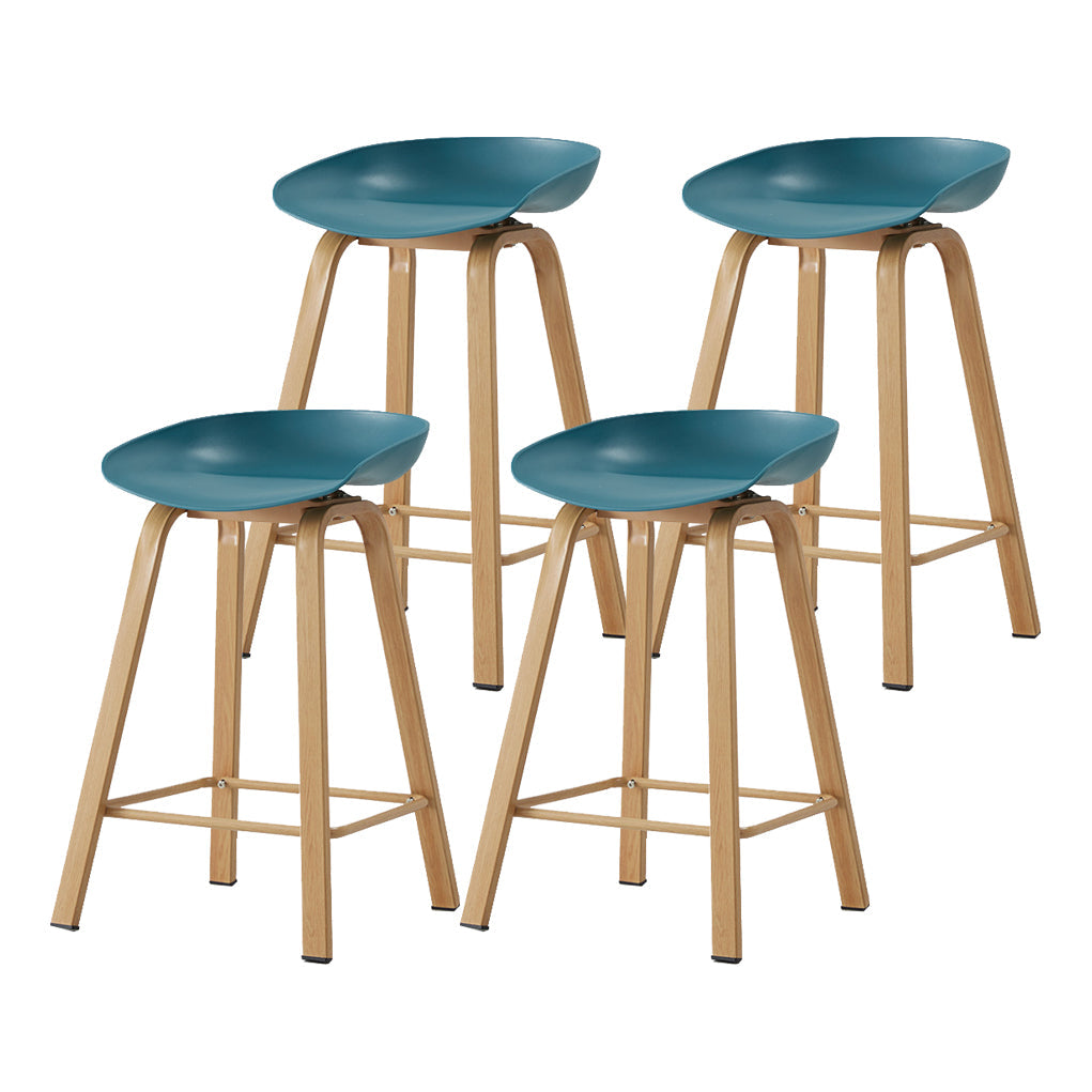 Metal Contemporary Dining Kitchen Room Armless Stool Low Back Bar Stool Lake Blue 4 Piece Set Counter Stool(26"H) Clearhalo 'Bar Furniture' 'Bar Stools' 'bar_stools' 'furn' 'furn_bar_stools' 'Furniture' 'furniture_bar_stools' 'Kitchen & Dining Furniture' 4768880