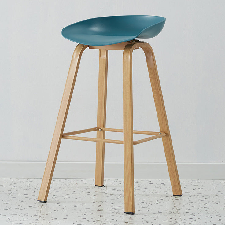 Metal Contemporary Dining Kitchen Room Armless Stool Low Back Bar Stool Lake Blue 1 Piece Bar Stool(30"H) Clearhalo 'Bar Furniture' 'Bar Stools' 'bar_stools' 'furn' 'furn_bar_stools' 'Furniture' 'furniture_bar_stools' 'Kitchen & Dining Furniture' 4768881