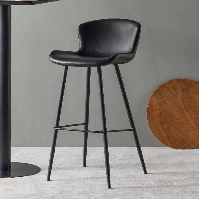 Metal Industrial Kitchen Dining Room Armless Stool Low Back Bar Stool Black 1 Piece Clearhalo 'Bar Furniture' 'Bar Stools' 'bar_stools' 'Furniture' 'furniture_bar_stools' 'Kitchen & Dining Furniture' 4768905