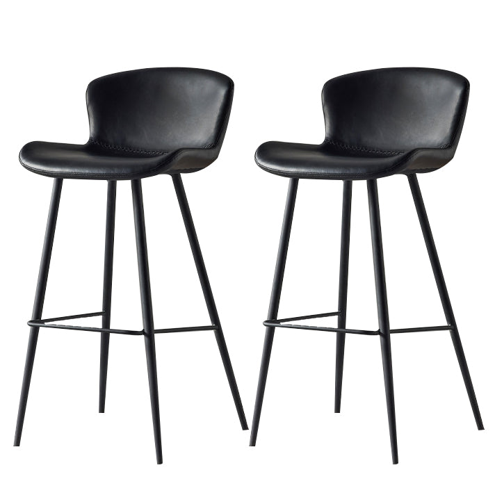 Metal Industrial Kitchen Dining Room Armless Stool Low Back Bar Stool Black Set of 2 Clearhalo 'Bar Furniture' 'Bar Stools' 'bar_stools' 'Furniture' 'furniture_bar_stools' 'Kitchen & Dining Furniture' 4768906