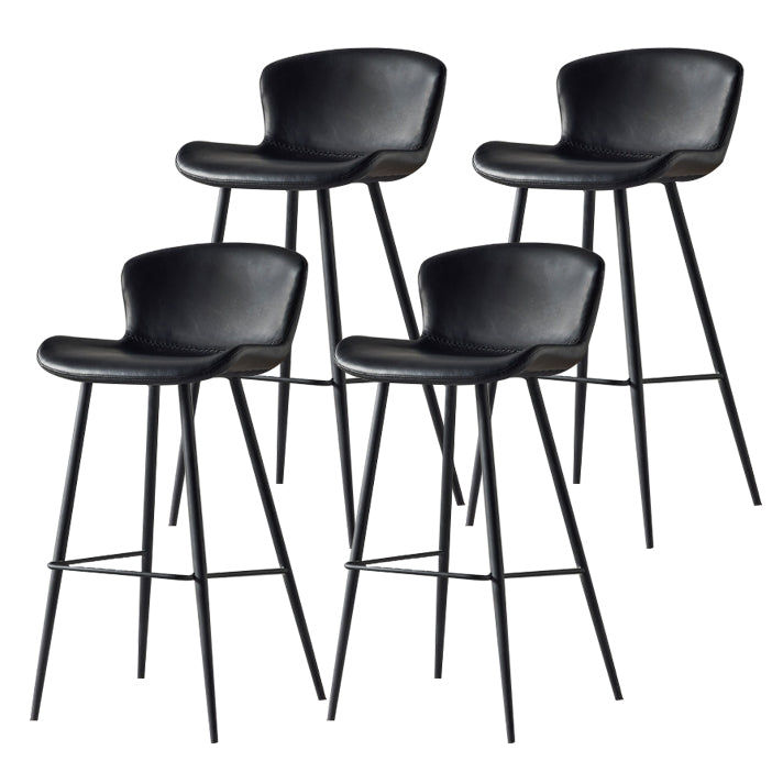 Metal Industrial Kitchen Dining Room Armless Stool Low Back Bar Stool Black Set of 4 Clearhalo 'Bar Furniture' 'Bar Stools' 'bar_stools' 'Furniture' 'furniture_bar_stools' 'Kitchen & Dining Furniture' 4768909