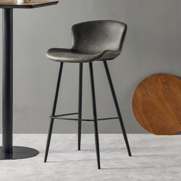 Metal Industrial Kitchen Dining Room Armless Stool Low Back Bar Stool Grey 1 Piece Clearhalo 'Bar Furniture' 'Bar Stools' 'bar_stools' 'Furniture' 'furniture_bar_stools' 'Kitchen & Dining Furniture' 4768911