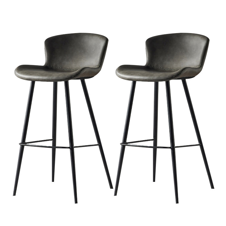 Metal Industrial Kitchen Dining Room Armless Stool Low Back Bar Stool Grey Set of 2 Clearhalo 'Bar Furniture' 'Bar Stools' 'bar_stools' 'Furniture' 'furniture_bar_stools' 'Kitchen & Dining Furniture' 4768913