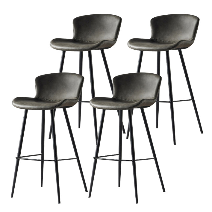Metal Industrial Kitchen Dining Room Armless Stool Low Back Bar Stool Grey Set of 4 Clearhalo 'Bar Furniture' 'Bar Stools' 'bar_stools' 'Furniture' 'furniture_bar_stools' 'Kitchen & Dining Furniture' 4768915