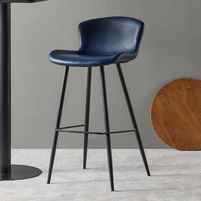 Metal Industrial Kitchen Dining Room Armless Stool Low Back Bar Stool Blue 1 Piece Clearhalo 'Bar Furniture' 'Bar Stools' 'bar_stools' 'Furniture' 'furniture_bar_stools' 'Kitchen & Dining Furniture' 4768916