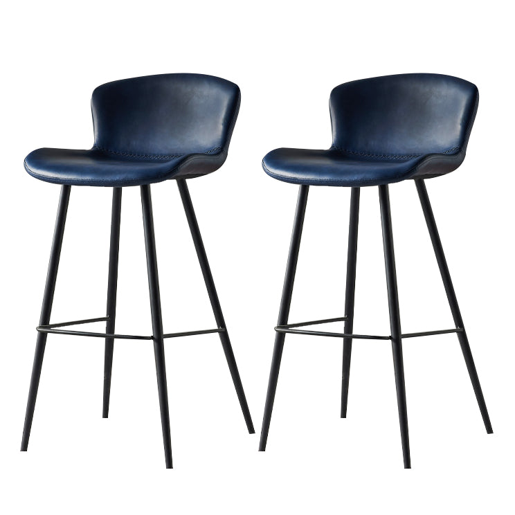 Metal Industrial Kitchen Dining Room Armless Stool Low Back Bar Stool Blue Set of 2 Clearhalo 'Bar Furniture' 'Bar Stools' 'bar_stools' 'Furniture' 'furniture_bar_stools' 'Kitchen & Dining Furniture' 4768919