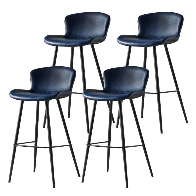 Metal Industrial Kitchen Dining Room Armless Stool Low Back Bar Stool Blue Set of 4 Clearhalo 'Bar Furniture' 'Bar Stools' 'bar_stools' 'Furniture' 'furniture_bar_stools' 'Kitchen & Dining Furniture' 4768921