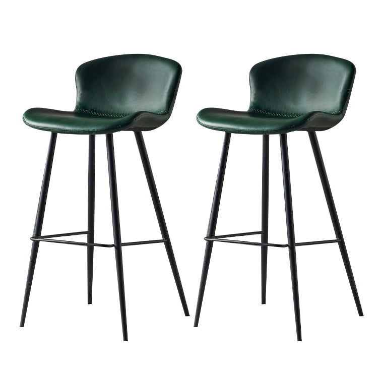 Metal Industrial Kitchen Dining Room Armless Stool Low Back Bar Stool Green Set of 2 Clearhalo 'Bar Furniture' 'Bar Stools' 'bar_stools' 'Furniture' 'furniture_bar_stools' 'Kitchen & Dining Furniture' 4768924