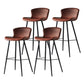 Metal Industrial Kitchen Dining Room Armless Stool Low Back Bar Stool Red Brown Set of 4 Clearhalo 'Bar Furniture' 'Bar Stools' 'bar_stools' 'Furniture' 'furniture_bar_stools' 'Kitchen & Dining Furniture' 4768932