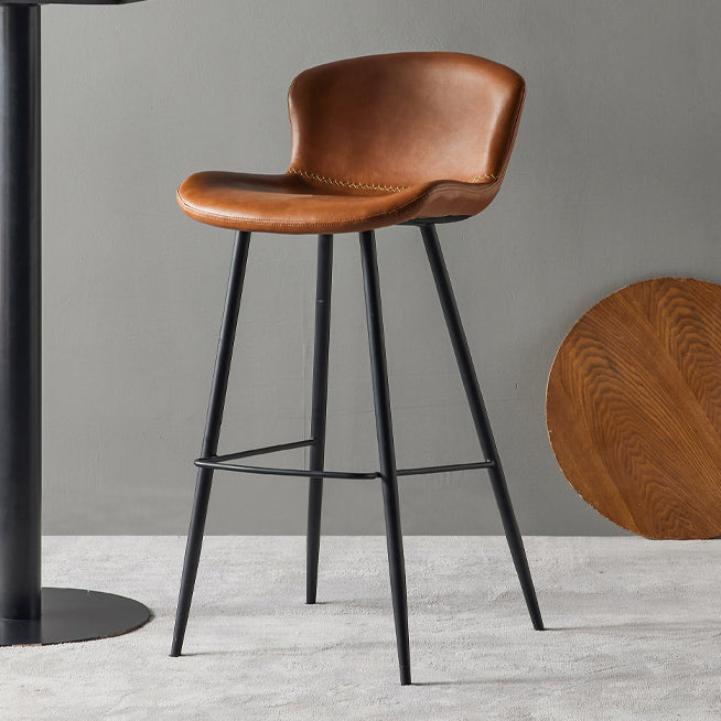 Metal Industrial Kitchen Dining Room Armless Stool Low Back Bar Stool Yellow-Brown 1 Piece Clearhalo 'Bar Furniture' 'Bar Stools' 'bar_stools' 'Furniture' 'furniture_bar_stools' 'Kitchen & Dining Furniture' 4768933